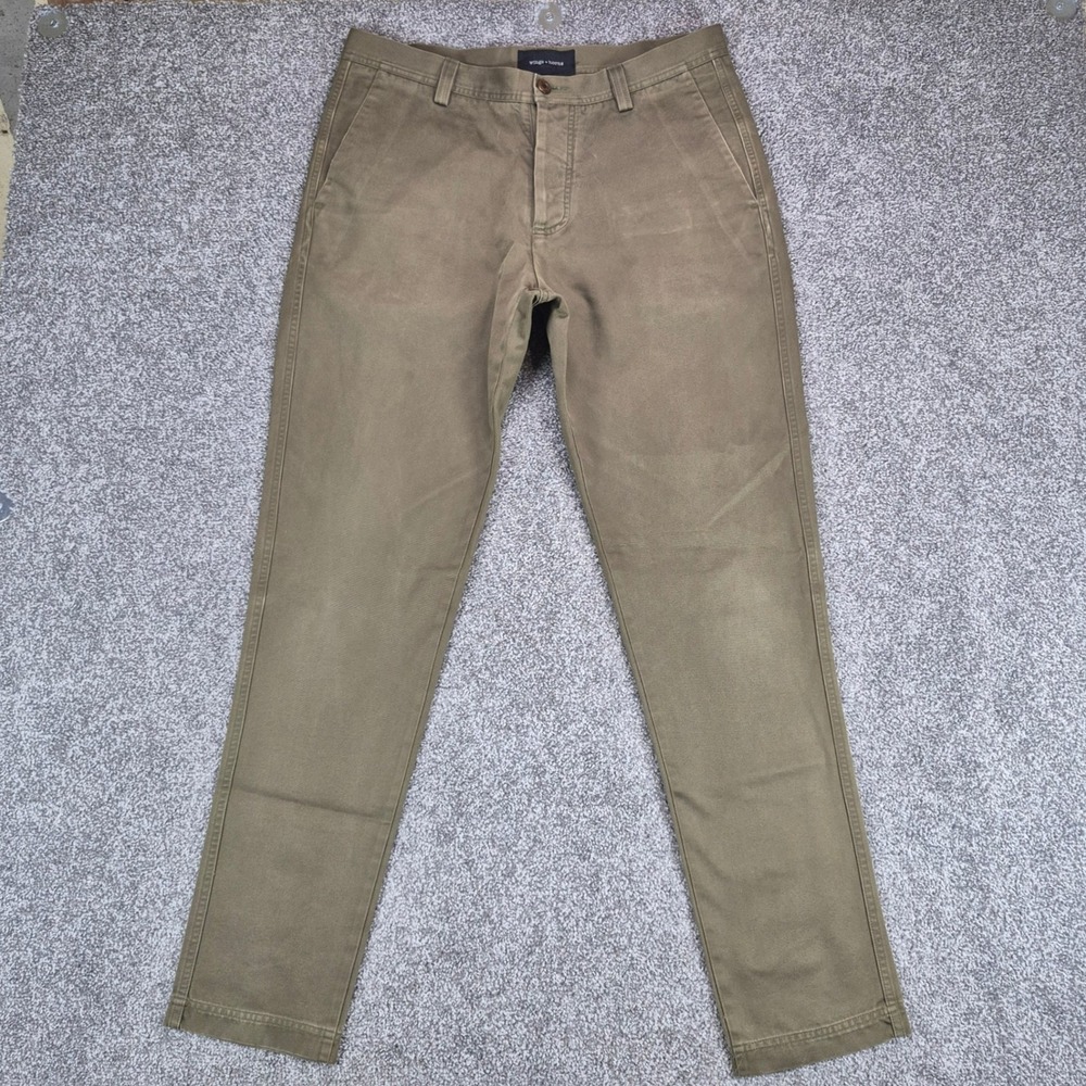 Wings + Horns Westpoint Chino Pants Mens 34x32 Green Cotton Twill Made in Canada